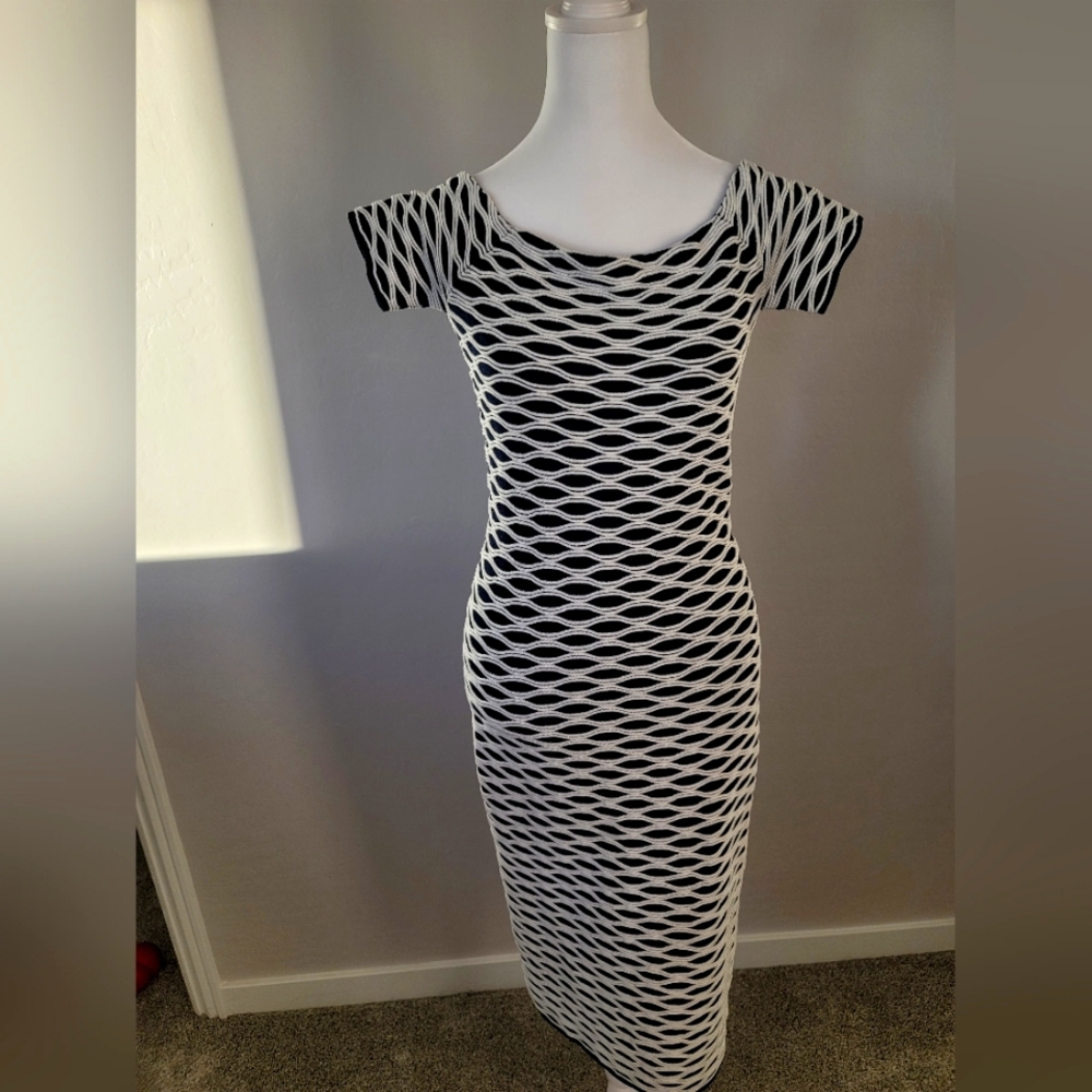 Michael Kors blue and white bodycon stile dress.